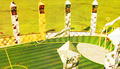 sybilltrelawneys:  HP Meme, four locations→ The Quidditch Pitch