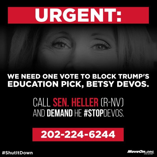 asksexpositivefluttershy: boardgamebrony:  markruffalo: Share & call the following Senators and demand they vote NO on Donald Trump’s Swamp Cabinet education pick, Betsy DeVos. #StopDeVos #ShutItDown If you call, it could be your senator who changes
