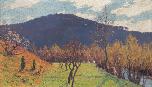 Spring  -  Carl Arp , 1906German, 1867-1913 oil on canvas.on cardboard, 40 × 68 cm (15.7 × 26.8 in)