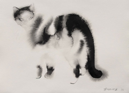 boredpanda: New Watercolor &amp; Ink Cats That Slowly Bleed Into Paper By Endre Penovác