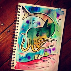 thehappyghetto:  Sharktopuss !! #monsters