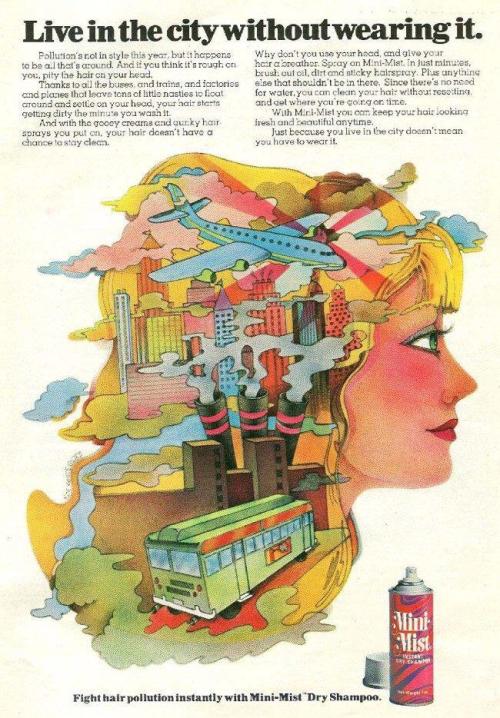 vintageadvertising: Mini-Mist Hairspray ad, 1971 when you had your hair “set” every week you could n