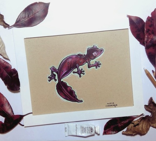 Original for sale in the shop for £42, link in bio! Satanic leaf tailed gecko. Markers, fineli