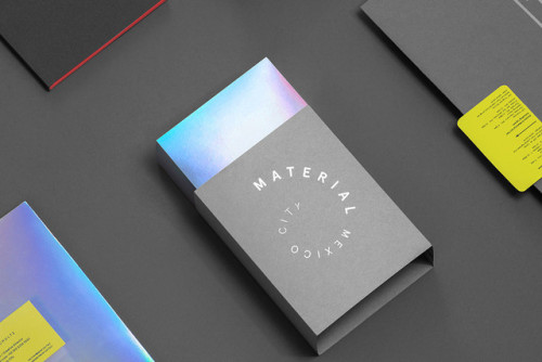 A compilation of iridescent packaging designs.