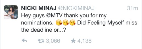 nickimlnaj:privatebarb: What really was the big snub was the ‘Feeling Myself’ video, Nic