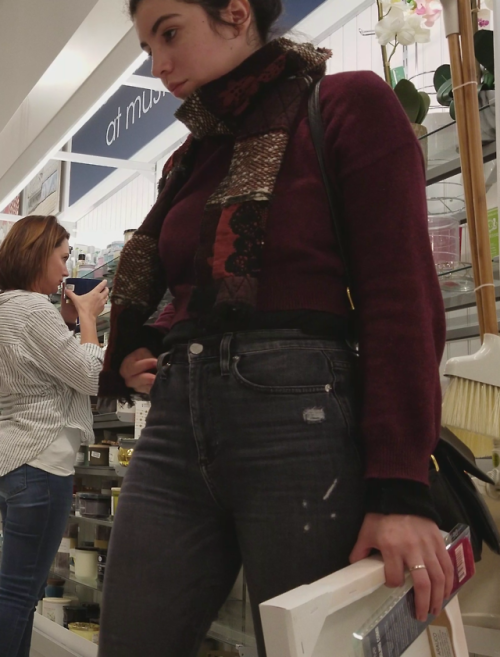 candid girl shopping