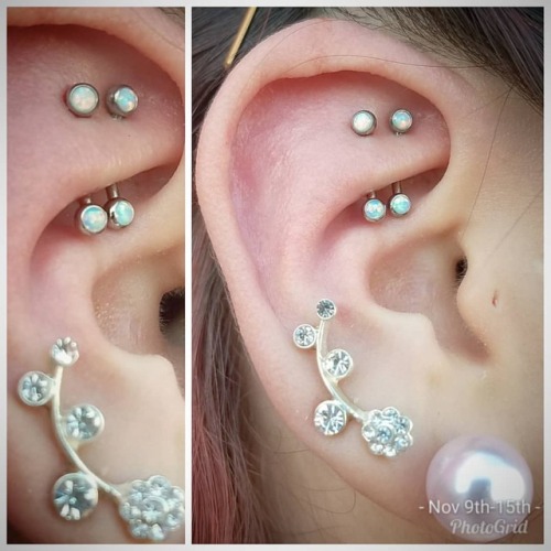 Super fun double #rook with titanium opal jewelry. Thanks Gabby! What a fun ear! #APP #APPMember #sa