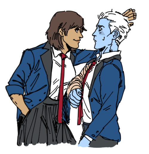 leftnipsdoodles - i gave you a high school AU before but get...