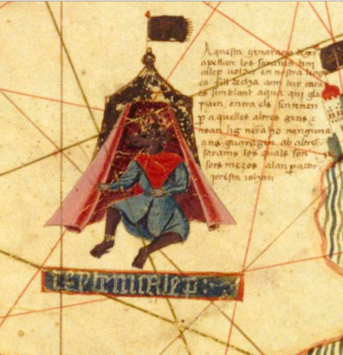 medievalpoc:AnonymousCatalan World Map. Africa: representation of several black rulers in their tent