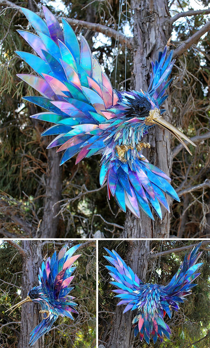 mayahan:Artist Sean Avery Creates Sculptures with Recycled CDs