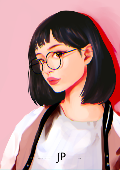 synthpolice:Girl with glasses//CSP//Huion// face practice