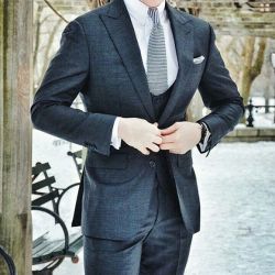 mydapperself:  Beautiful 3 piece suit - tonight’s inspiration to start a dapper week tomorrow.  #suit #tie #gray #pocketsquare #suitup #dapper #inspiration #menswear #style #meninsuits #suitandtie #shirt #fashion #ootd #outfit #bold #fit #guyswithstyle