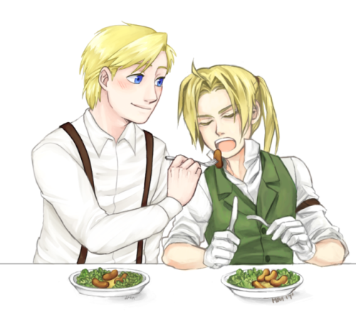 tsubasa92:Collab with @mouiface on drawpile~Hei is sick Ed don’t go eating his food too :’(