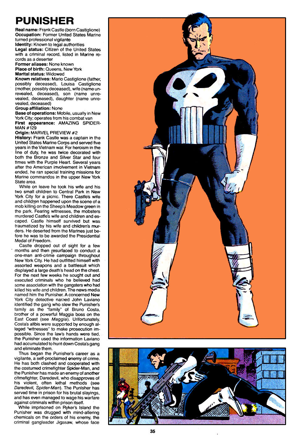 ilovecomiccovers:  Punisher entry on The Official Handbook of the Marvel Universe