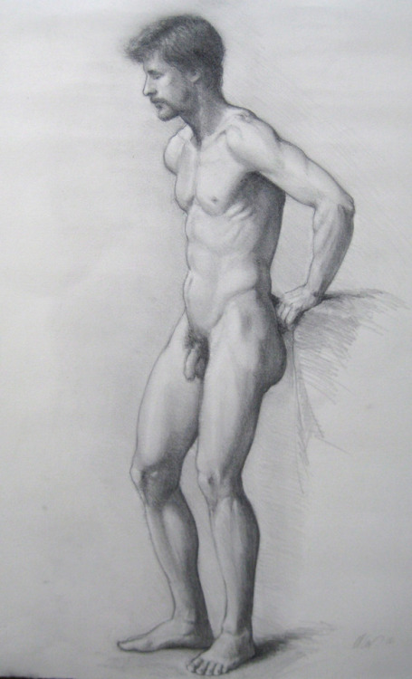 ilikeoptter:  uranist-art:   Matthew James Collins (1970) – Artiste américain (U.S.)  Male Figure Study / Étude de figure masculine  An artist of unusually wide breadth, his oil paintings, frescos and sculptures reveal a rigorous study of the masterworks