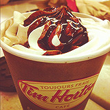 ackanime:  foodtasticx:  Tim Hortons  SHIT! I need to call my husband before he gets home from work so he can snag this for me >:I (aaaawe yeah free Timmy’s comin’ my way~)