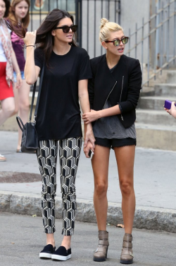 celebstarlets:  8/29/14 - Kendall Jenner + Hailey Baldwin out in NYC.