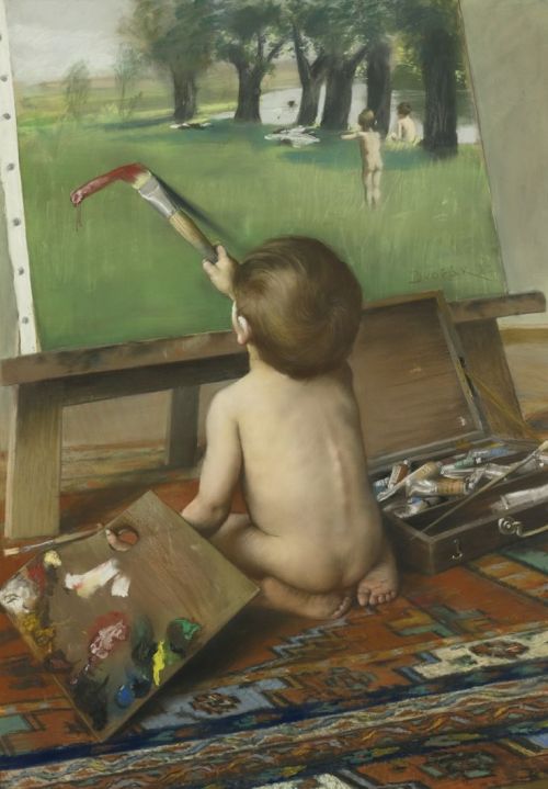 dodibme: fleurdulys: The Little Artist Playing - Franz Dvorak Oooh!!! Daddy is going to be so angry 