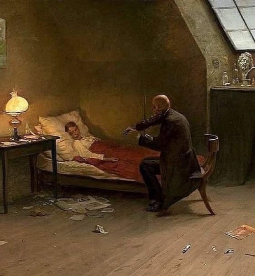 “The Dying Artist and his last Friend” - by Zygmunt Andrychiewicz (1901) www.ins