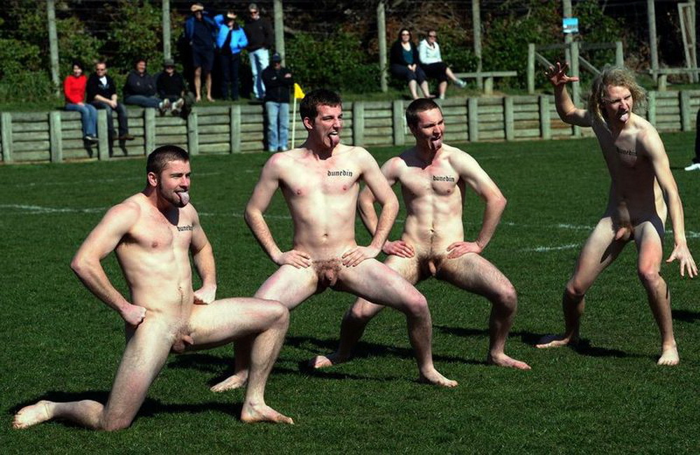 Naked men playing soccer player