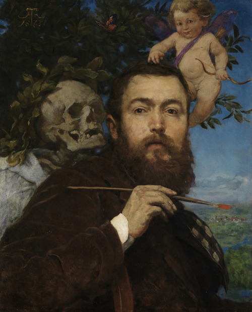 Selbstbildnis mitAmor und Tod = Self-Portrait with Love and DeathHansThoma (German; 1839–1924)1875Oi