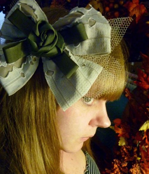 Tattered Punk and Rockabilly Swamp Zombie Bow Fascinator by SheenasBellaBows $30.00