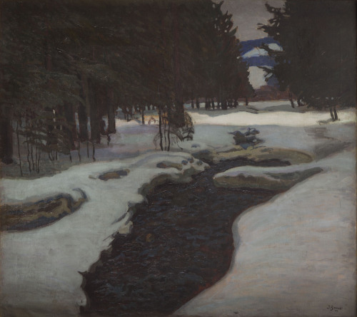polishpaintersonly:“Stream in a Winter” (1909)Jakub Glasner (Polish;1879-1942)oil on canvas, private