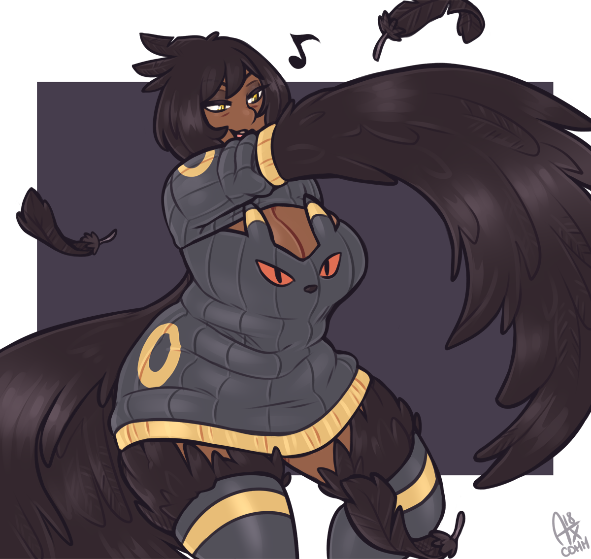 randomguy664:  trainer-annie: Rae in Umbreon pokegear for randomguy664! Birb wife