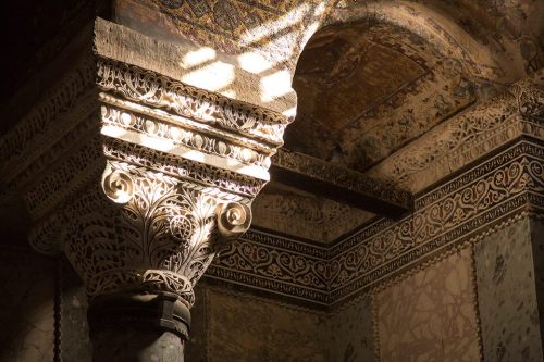 romebyzantium:Column capital with  monogram of Justinian. You can see traces of the great civilizati