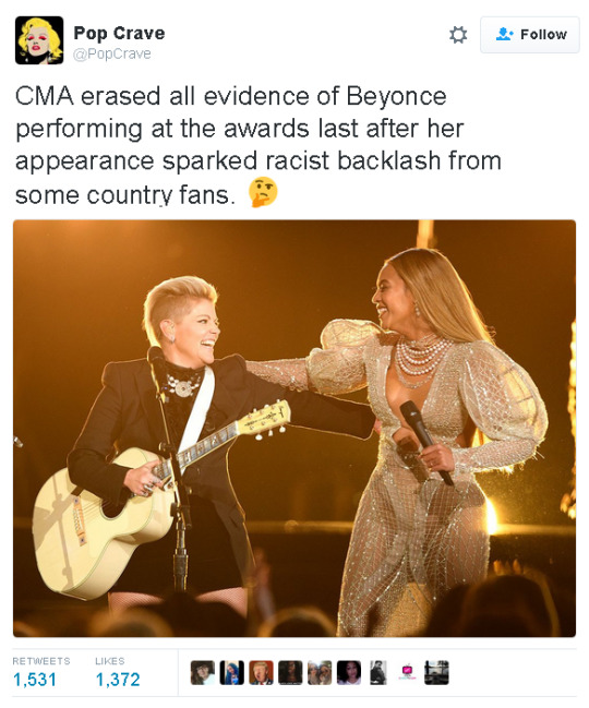The CMAs got their ratings...and then deleted Beyonce from their social media.
