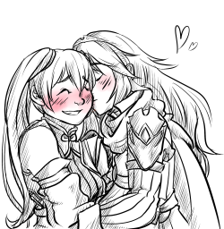 lostherlemons:for the kiss meme i reblogged: @funkadacious requested lucisev with #3 (on the cheek)!!
