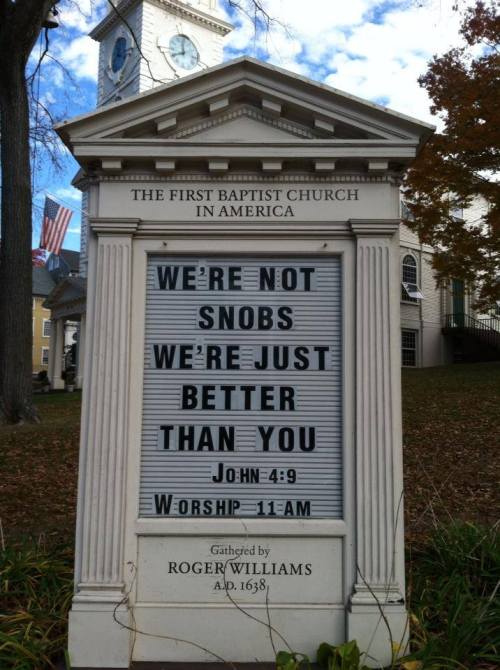 Shoutout to the First Baptist Church in Providence for having the best church sign in the country