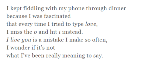 “the telephone was pouring blue / and when I hung up on you / I was sick and sad and I wished I had 