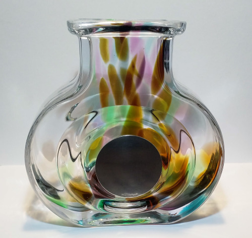 Glass and silver vase by Helena Tynell for Riihimäen Lasi Oy, Finland, 1970s.