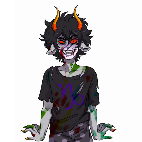 Me and @pinkcuttlefish decided to draw our versions of Gamzee and Karkat sprites from Pesterquest. T