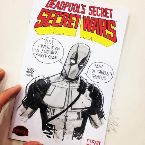 DeadPool sketch cover at #dallasfanexpo in AA. #andrewrobinson #marvel #deadpool (at Dallas Comiccon