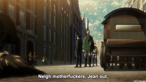 wallmariah:   sometimes i cry over all the sad and serious stuff on Attack on Titan and then the fandom is just usually this                     