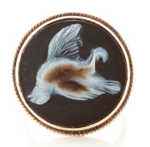 roses–and–rue:A strange Victorian cameo brooch that depicts a dead bird, a recurring motif in still 