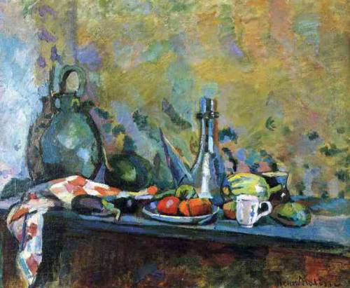 Still Life With a Purro (I), 1904, Henri Matissehttps://www.wikiart.org/en/henri-matisse/still-life-