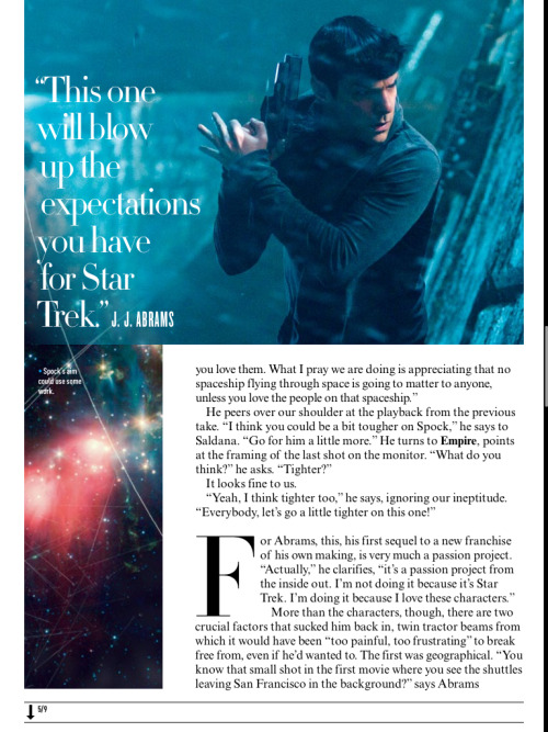 wannop-tietjens:  Star Trek Into Darkness feature from Empire Magazine (Feb 2013 iPad edition).  [I 