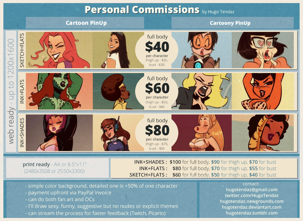   Personal Commissions - Prices and Guide    Here are the new prices and guide for