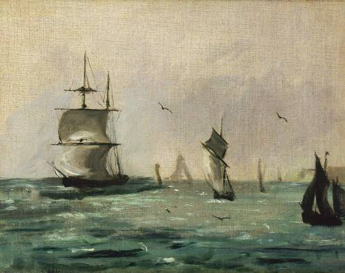 Sailing Ships and Seagulls,Édouard Manet, ca. 1864   