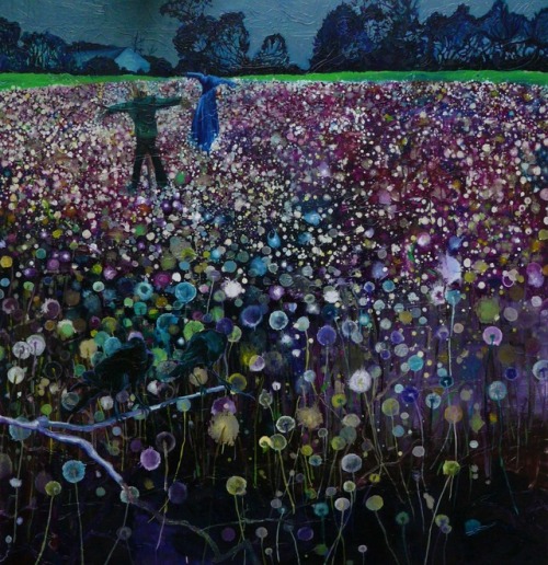 Scarecrows  (The Field VI)   -   Alice Brasser , 2010Dutch,b.1965-Oil on canvas, 150 x 145 cm.
