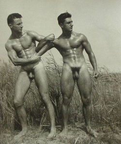 vintagemusclemen:  Two young men entwined