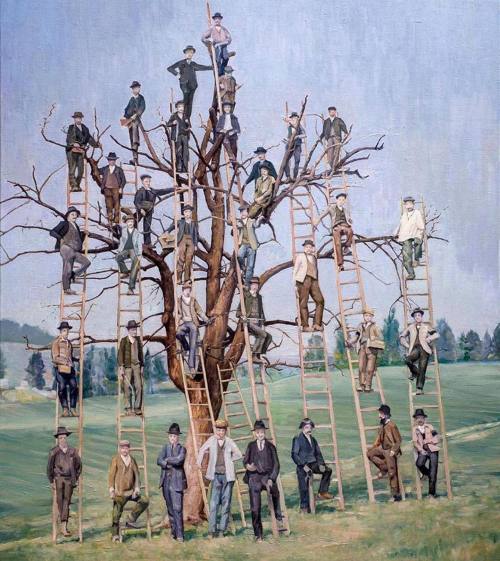 unsubconscious:‘The Arborists’ painted by James King, from an early 1900s photograph. 