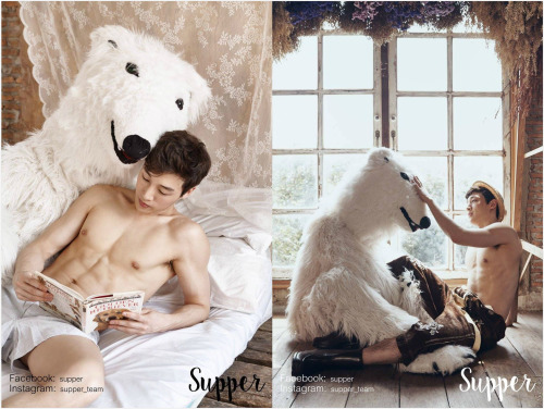 juyumyn: artoffreddieniem-blog:  【Bear hug 熊熊的拥抱】时尚艺术组照表现了二位青年的梦幻般的温馨之爱。艺术指导和发型、美容、由超模 Min Ho 设计｜摄影：
