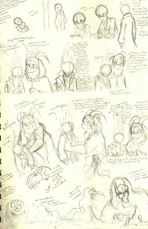 zarla-s:Posted a few more sketchbook pages! Almost all early Handplates stuff, like here you can see