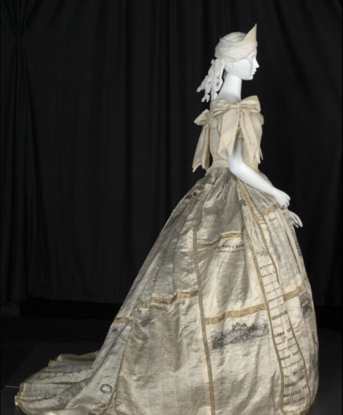 ephemeral-elegance:“The Press” Fancy Dress Gown, 1866 Worn by Mrs. Matilda Butters at the Mayor’s Fa