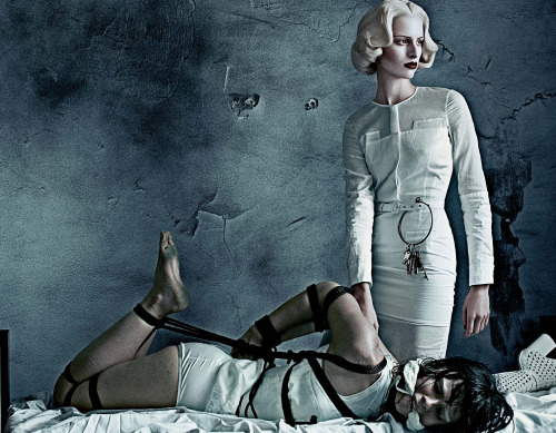 Crystal Renn & Karolina Kurkova in ’Strict Institution’ by Steven Klein, Interview M