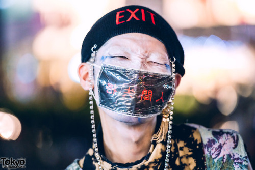 Japanese students TKM Freedom and Kanji on the street in Harajuku wearing avant-garde styles featuri